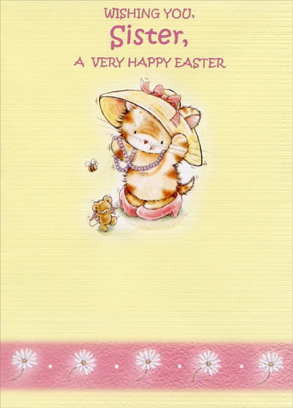 Happy Easter Sister Images Designer Greetings Cat And Bear: Sister Juvenile Easter Card - Walmart.com