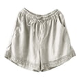 thumbnail image 4 of Timegard Wide Leg Shorts for Women Elastic Waisted Drawstring Lace Bottom Casual Loose Shorts with Pockets, 4 of 4
