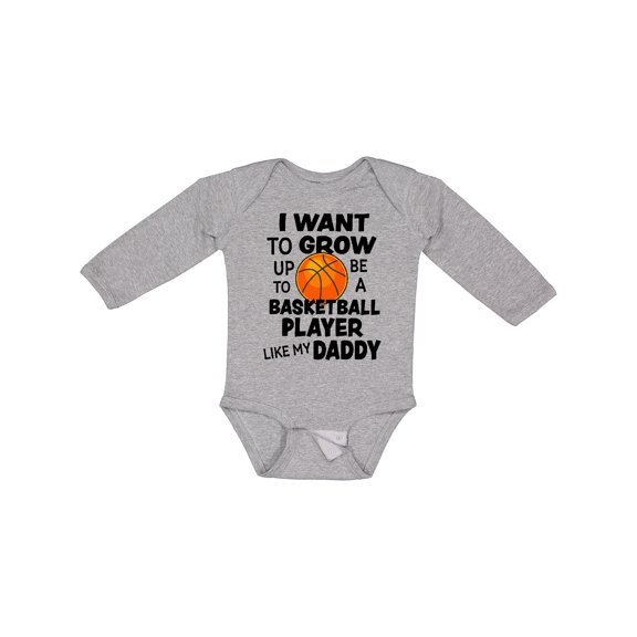 Inktastic I Want To Grow up To Be A Basketball Player Like My Daddy Boys or Girls Long Sleeve Baby Bodysuit