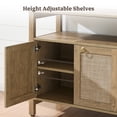 thumbnail image 4 of SICOTAS Boho TV Stand for TVs up to 65", Rattan 29.5" Tall Entertainment Center with Storage Cabinets & Adjustable Shelves , TV Console Table for Living Room, Oak, 4 of 10