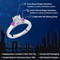 thumbnail image 2 of Gem Stone King 925 Sterling Silver Lab Grown Diamond and Pink Sapphire Engagement Ring for Women | 0.84 Cttw | Round 6MM | Gemstone April Birthstone | Size 5, 2 of 6