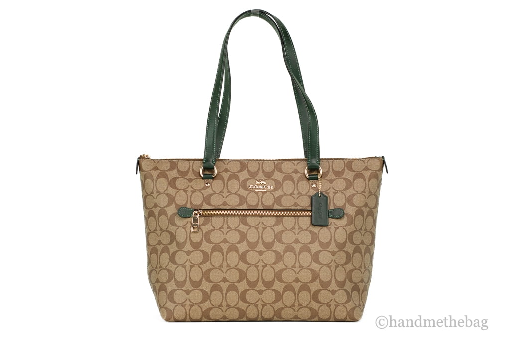 Coach F79609 Signature Coated Canvas Khaki/Amazon Green Leather Gallery