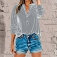 thumbnail image 2 of YUGYXL Plus Size Blouse for Women Long Sleeve Velvet Tops Half Button Comfy Fall Winter Clothes Holiday Shirts Gray S, 2 of 6
