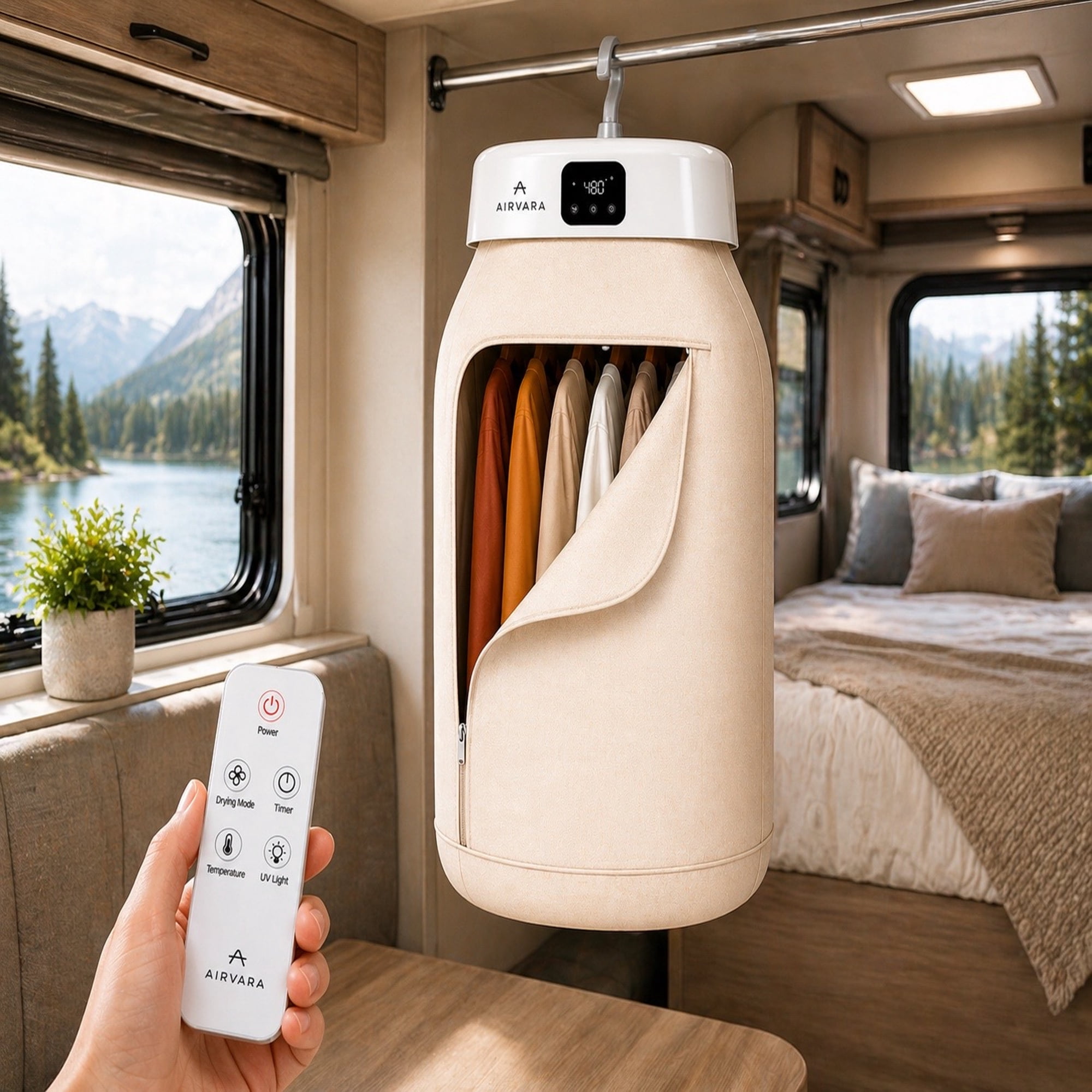 Airvara Portable Clothes Dryer – Smart Folding Electric Dryer with Remote for Travel, Apartment, RV & Delicates