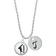 thumbnail image 1 of Delight Jewelry Silvertone Domed Hip Hop Handstand Dance Silvertone Script Initial Disc - T - Charm Necklace, 20"+3", 1 of 4