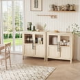 thumbnail image 2 of Kojooin Sideboard With 2 Glass Doors, 29" Large Buffet Cabinet With Solid Wood Countertop, Coffee Bar Cabinet With 2 Drawers, Modern Farmhouse Storage Table for Kitchen Dining Room, Living Room, 2 of 7