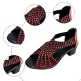 thumbnail image 4 of Womens Rhinestones Gladiator Dress Sandals Vintage Glitter Peep Toe Chunky Mid Heel Back Zipper Summer Shoes, 4 of 5