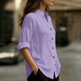 thumbnail image 4 of cocolona Linen Button Down Solid Color Blouses for Women Collar Long Sleeve Shirts Dressy Casual Tops, 4 of 6