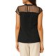 thumbnail image 3 of Blusa de manga corta con panel de malla y cuello con volantes de INSPIRE CHIC Negro S, 3 of 6