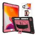 thumbnail image 7 of Kids Case for iPad 10.2" 2020/2019, Hybrid Armor Rugged 3-in-1 Tri-Layer Kickstand Shockproof Cover with Pen Holder / Shoulder Strap Protection for iPad 7th/8th Generation 10.2-inch, Black/Pink, 7 of 7