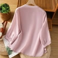 thumbnail image 4 of Vetsdori Womens Button up Blouses Trendy Plus Size Pullover 3/4 Sleeve Summer,Dressy Round Neck Tops for Woman Lightweight, 4 of 4