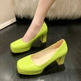 thumbnail image 6 of Nrmvnmi Women's Heels Platform Chunky Block Heels Square Closed Toe Low Heels Dress Shoes Comfortable Wedding Party Office Pumps Shoe Green Mothers Day Gifts, 6 of 9