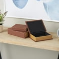 thumbnail image 2 of DecMode Woven Grid Faux Book Storage Copper Faux Leather Decorative Box, 3 Count, 2 of 9
