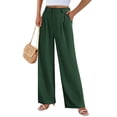 thumbnail image 3 of Pantalones PRETTYGARDEN Palazzo Mujer Tiro Alto Pierna Ancha Verde Oscuro M, 3 of 9