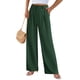 thumbnail image 3 of Pantalones PRETTYGARDEN Palazzo de Pierna Ancha, Tiro Alto, Verde Oscuro, XXL, 3 of 9