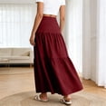 thumbnail image 5 of Vibrex Women's Skirt Women's Solid Color Skirt Women's High Waist Skirt Women's Wavy Pleated Ankle-Length Long Skirt Perfect For Dancing,Dating,Dinners,Travel,Vacation And Daily Wear_Wine_S, 5 of 7
