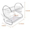 thumbnail image 5 of Youngshion Durable Stainless Steel Dish Drying Rack for Kitchen Counter, Large Capacity 2-Tier Dish Rack with Utensil Holder and Drain Board 15.7 x 9.7 x 14.6 inch, 5 of 9