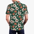 thumbnail image 3 of Balery Lilies Flowers Printed Men’s Short Sleeve Polo Shirt, Midweight Men's Shirt,Golf Polo shirts -, 3 of 8