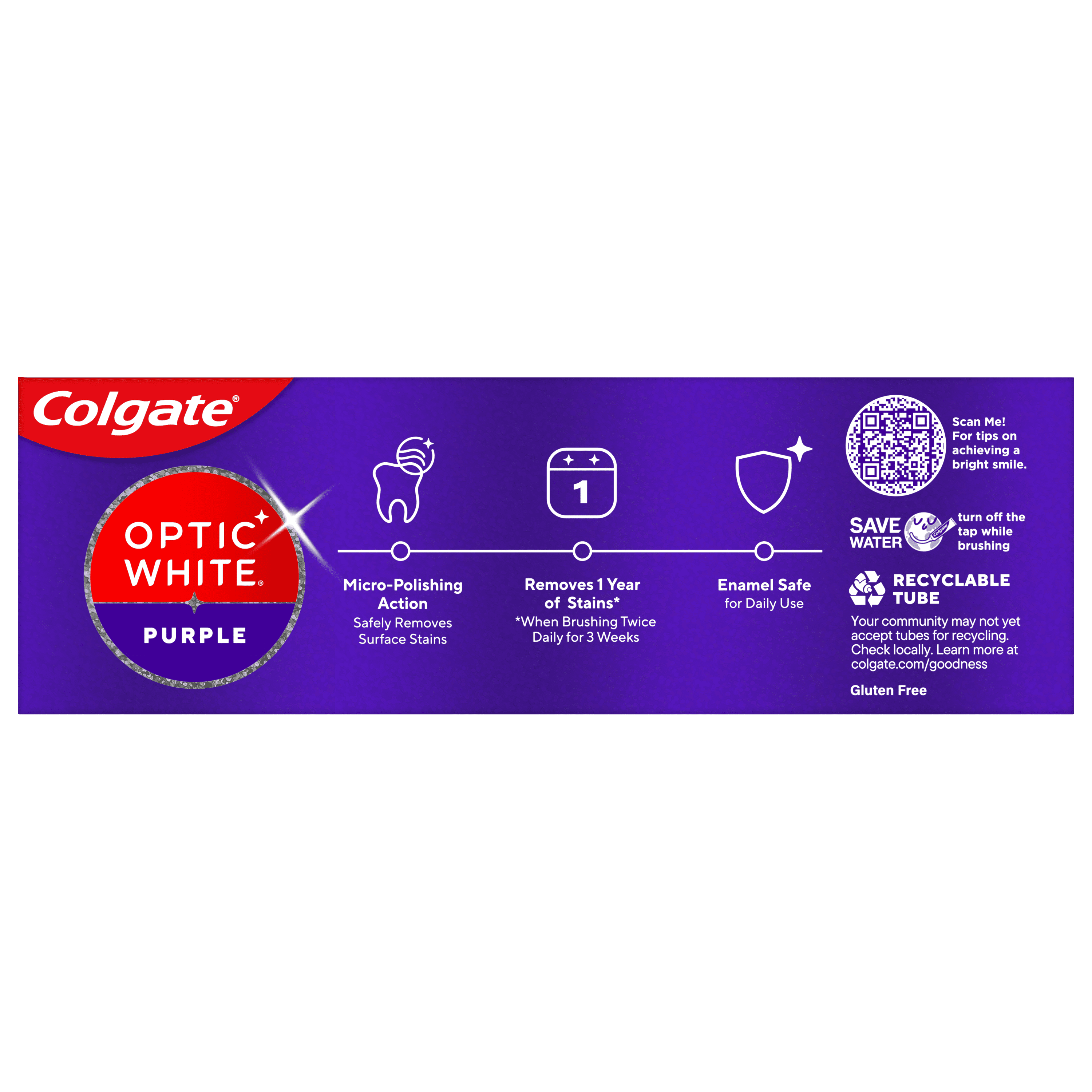(2 pack) Colgate Optic White Purple Teeth Whitening Toothpaste with Fluoride, Fresh Mint Flavor, 3.8 oz