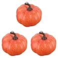 thumbnail image 2 of Clearance Under $5 | Realistic Artificial Pumpkin for Fall Table Centerpiece and Halloween Decor, Faux Pumpkin for DIY Crafts, Large Orange (3-Pack), 2 of 5