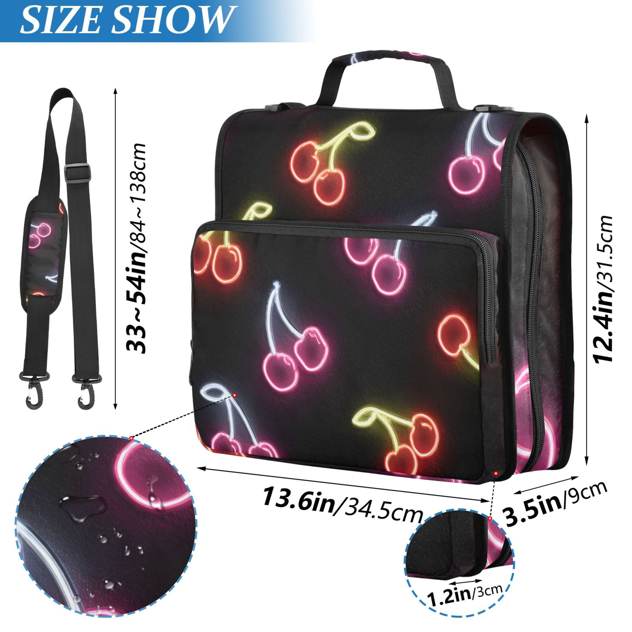 ALAZA Zipper Binder Neon Cherry 3 Ring Trapper Keeper File Folder Organizer Bag