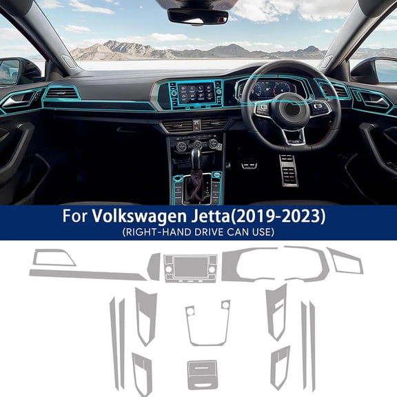 Tpu Interior Film for Volkswagen VW Jetta 2019-2023 Car Stickers Center Console Screen Dashboard Gear Door Windows Panel Decal