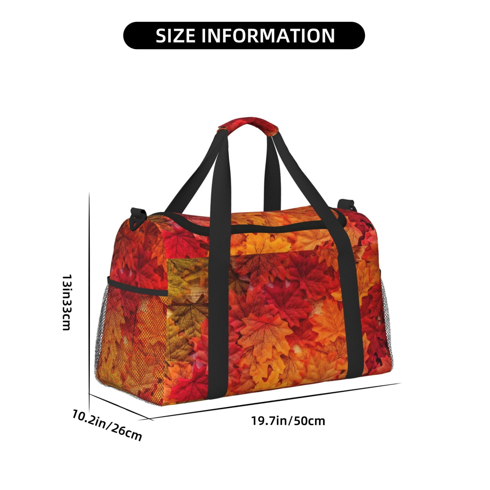 Fuzoiu Autumn Leaf Print Travel Duffle Bag,Carry On Tote Bags,Duffel Bag,Sport Gym Bag, Hospital Bag for Labor and Delivery, Overnight Bag,Luggage Bag