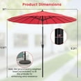 thumbnail image 3 of Costway Parasol de Marché Rond pour Patio de 9 Pi avec Inclinaison à Bouton-Poussoir, Manivelle, Toit Ventilé Vin, 3 of 10