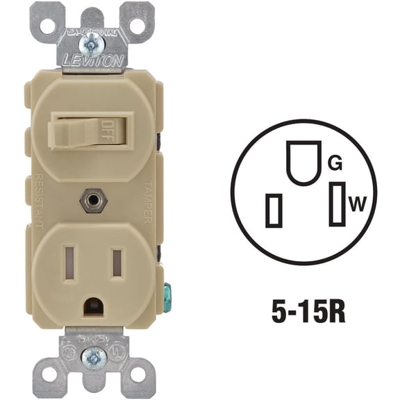 1PACK Leviton Ivory 15A Commercial Grade Switch & Outlet
