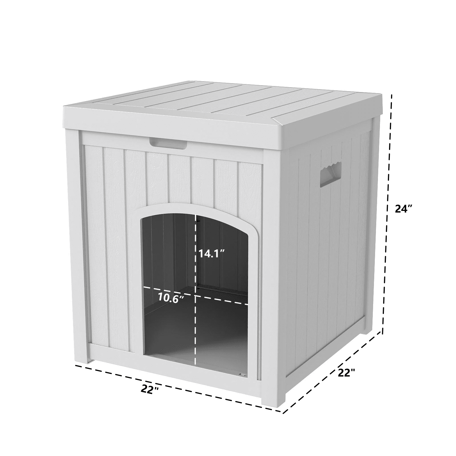 ZYJOYY Outdoor Cat House Weatherproof for Cats, Resin Plastic Kitty Shelter with Openable Flip Lid & Elevated Floor, Indoor Outdoor Cat House for Stray Cats, Easy to Clean,White,