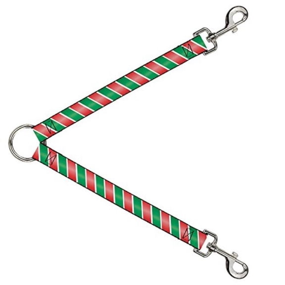 Buckle Down Dog Leash Splitter Candy Cane4 White Red Green 1 Foot Long 1 Inch Wide