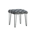 thumbnail image 2 of Powell Anya Square Handwoven Velvet Ottoman with Hairpin Legs, Gray, 2 of 7