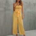 thumbnail image 2 of SELONE One Piece Jumpsuits for Women Casual Short Fancy Summer Bandage Long Pant Tube Top Ladies Travel Comfortable 2023 Vacation Fancy Jumpsuits for Women Jumpers and Rompers Casual Printing Yellow S, 2 of 6