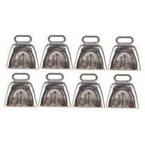 LEORX 8Pcs Handheld Cow Bells Metal Noisemaker Silver Square Shape for Sporting Events