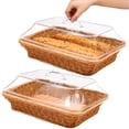 thumbnail image 2 of 2 PCS Imitation Rattan Bread Baskets, Wicker Bread Baskets with Acrylic Lids, Woven Bread Basket with Dustproof Cover, Fruit Tray, Rattan Food Serving Tray for Kitchens, Dining Tables, Restaurants, 2 of 6