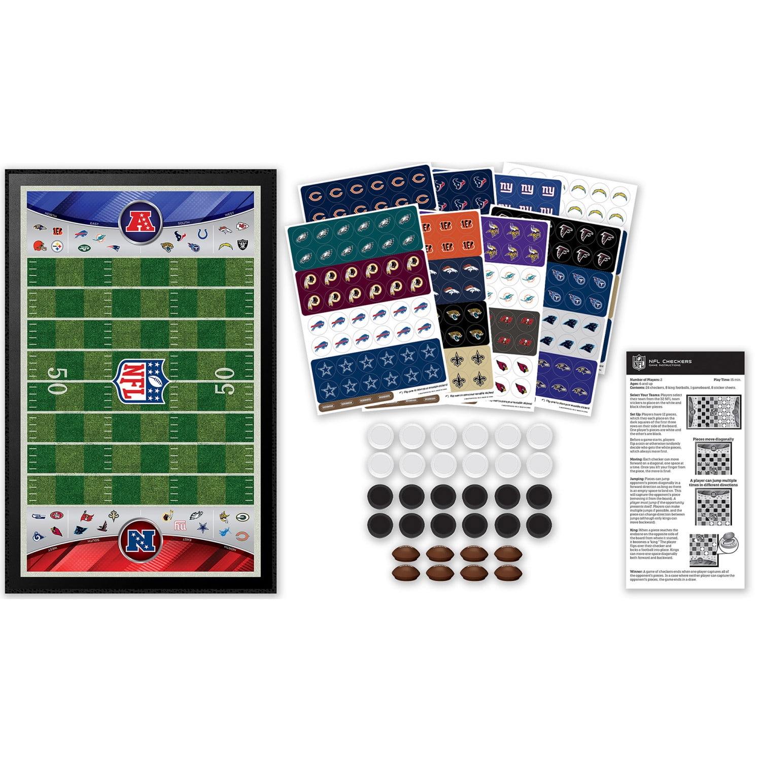 MasterPieces Officially licensed NFL League-NFL Checkers Board Game for Families and Kids ages 6 and Up