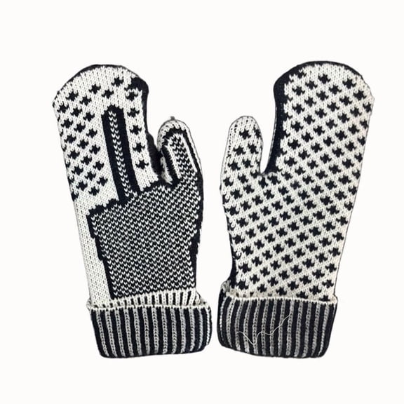 The Naughty List Mittens Hand Knitted Cozy Winter Gloves for Women with Secret Attitude(Black)