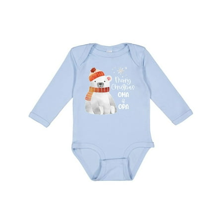 

Inktastic Merry Christmas Oma and Opa Cute Polar Bear Gift Baby Boy or Baby Girl Long Sleeve Bodysuit