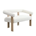 thumbnail image 2 of Knox Modern Boucle Upholstered Loveseat, Round Armchair with Solid Wood Base, Beige, 2 of 9