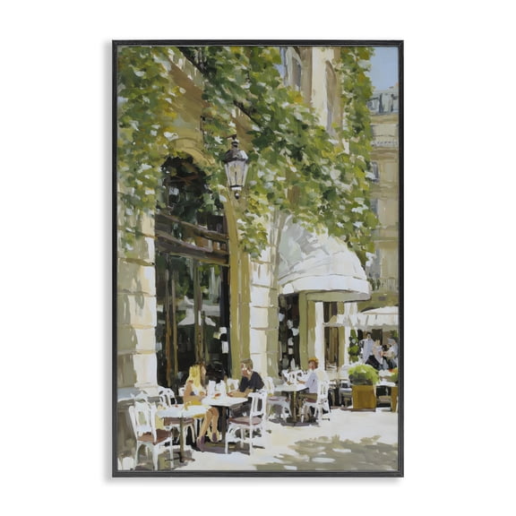 Stupell Industries French Country Sunny Day Cafe Terrace Black Framed Giclee Art, 12 x 18, by Petals Prints Design