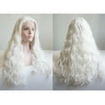 thumbnail image 3 of Unique Bargains Lace Front Wigs for Women 24" White Long Fluffy Curly Wavy with Wig Cap, 3 of 6