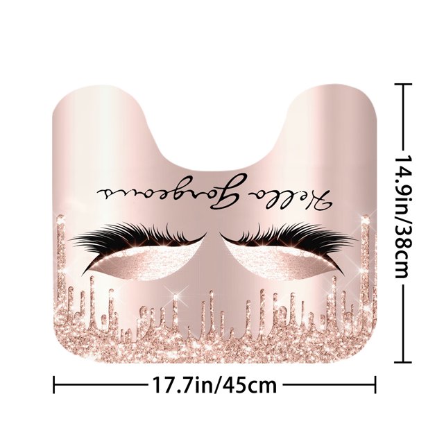 1pc/set Glitter Eyelash Bathmat & Shower Curtain, Bath Curtain With 12 Hooks, Anti Slip Bathmat, U Shaped Toilet Mat And Toilet Cover, Bathroom Accessories, Bathroom Decor