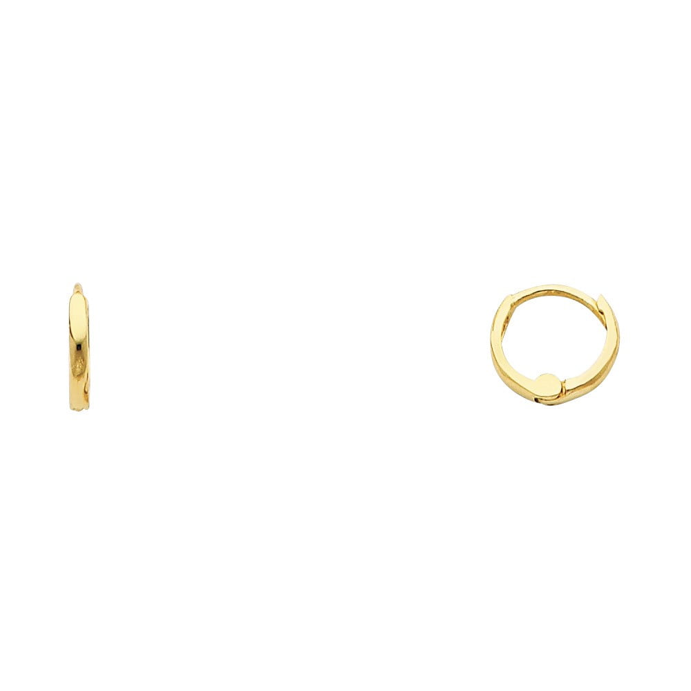 14K Solid Italian White Gold 2mm Plain Huggies Hoop Small Domed Polsh Earrings