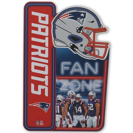 NFL New England Patriots Fan Zone Metal Sign for Man Cave, Office, or Game Room