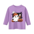 thumbnail image 4 of Mercatoo Boys Girls Halloween Shirt Kids Cute G𝗵𝐨st Graphic Tops 3/4 Sleeve Crewneck Shirts Cotton 𝐀thletic Letter Tee, 4 of 4
