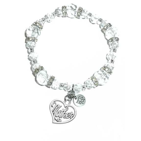 Hidden Hollow Beads - Mother Charm Bracelet - Crystal Stretch