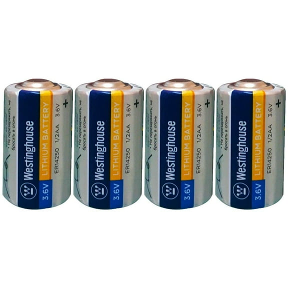 Westinghouse ER14250 1/2AA Size 3.6V 1200mAh Li-Socl2 Lithium Thionyl Chloride Non-Rechargeable Primary Battery (4 Count)