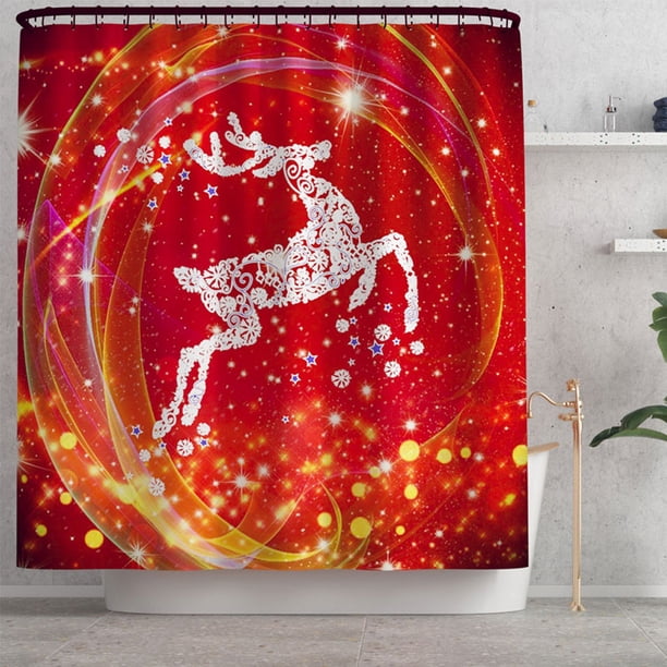 Cortina de ducha Fiudx diseño de árbol de Navidad 71' de ancho x 71' de alto