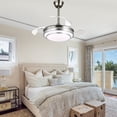 thumbnail image 6 of Cusp Barn 36" Chrome Modern Retractable Ceiling Fan with Dimmable LED Lights and Remote Control, 6 Speeds DC Motor Fandelier Ceiling Fan, 6 of 12