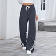 thumbnail image 6 of CIENVNSTG Women's Loose-Fit Straight Wide Leg Track Pants High Waisted Drawstring Side Striped Design Sweatpants with Pockets Practical Athletic Bottoms for Everyday Casual Style Navy L, 6 of 7